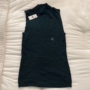 Express Black Ribbed Sleeveless V-Neck Tank